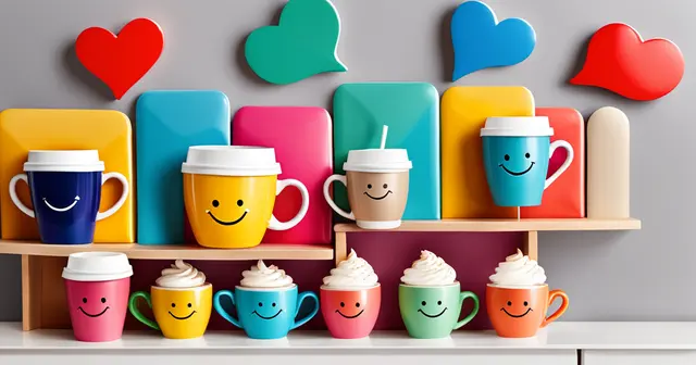 Coffee chat | Colorful coffee cups smiling