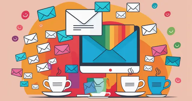 Many colorful coffee chat email and rainbow emails