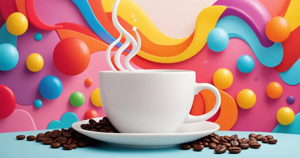 Coffee cup with colorful background