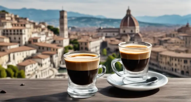 Two coffee cups in front of a Florence Dome Two coffee cups in front of a Florence Dome