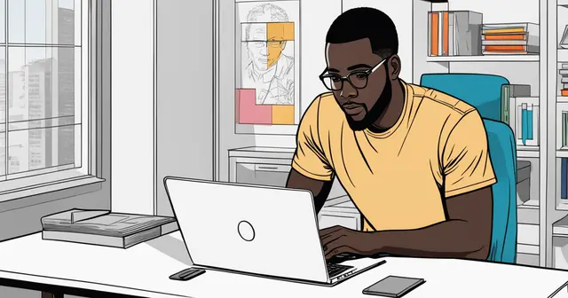 Man of color working on thank you coffee chat email