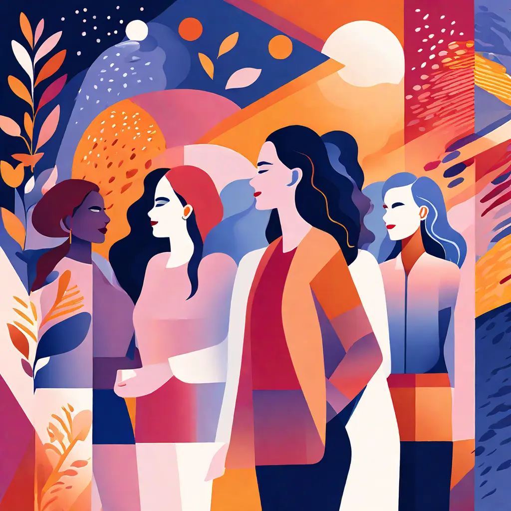 simple abstract illustration of Employee-led diversity and inclusion initiative in the workplace, warm colours simple abstract illustration of Employee-led diversity and inclusion initiative in the workplace, warm colours