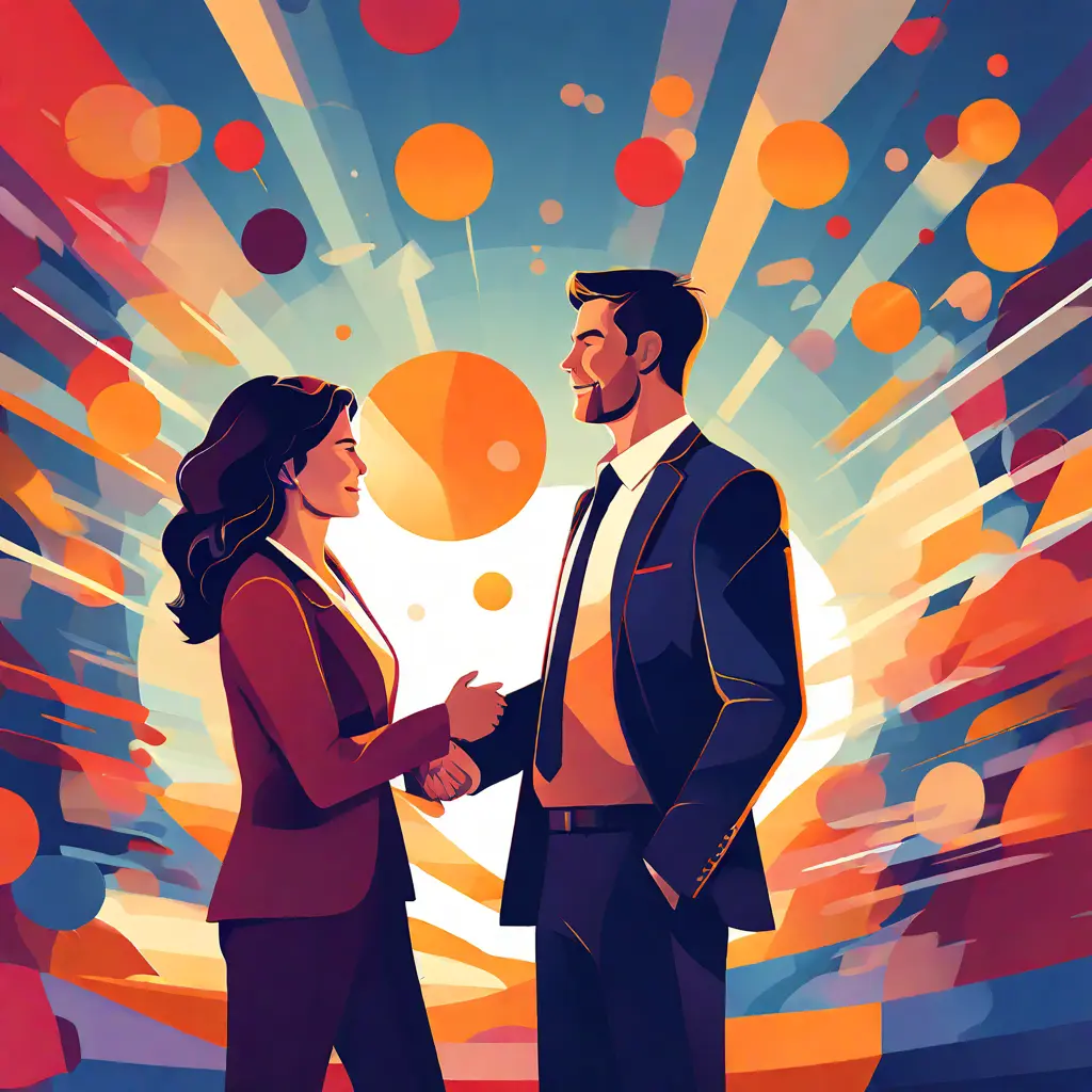 simple abstract illustration of Employee receiving recognition or reward for their hard work, warm colours simple abstract illustration of Employee receiving recognition or reward for their hard work, warm colours