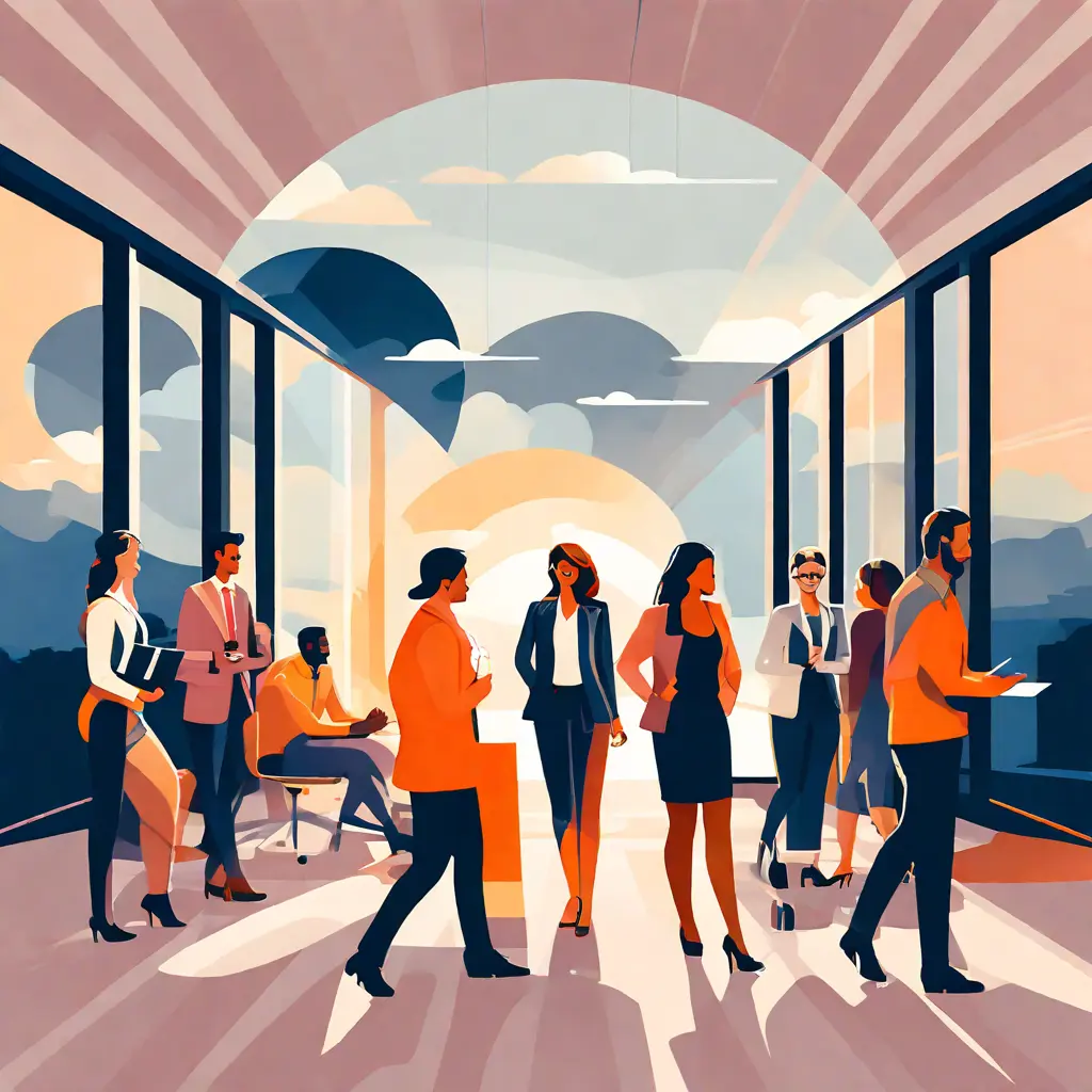 simple abstract illustration of Employee training or professional development workshop, warm colours simple abstract illustration of Employee training or professional development workshop, warm colours