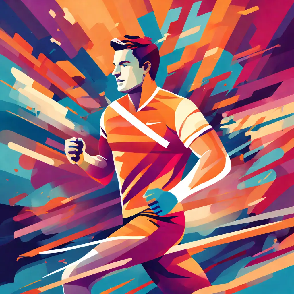 simple abstract illustration of  Employee participating in a company-sponsored fitness challenge, warm colours