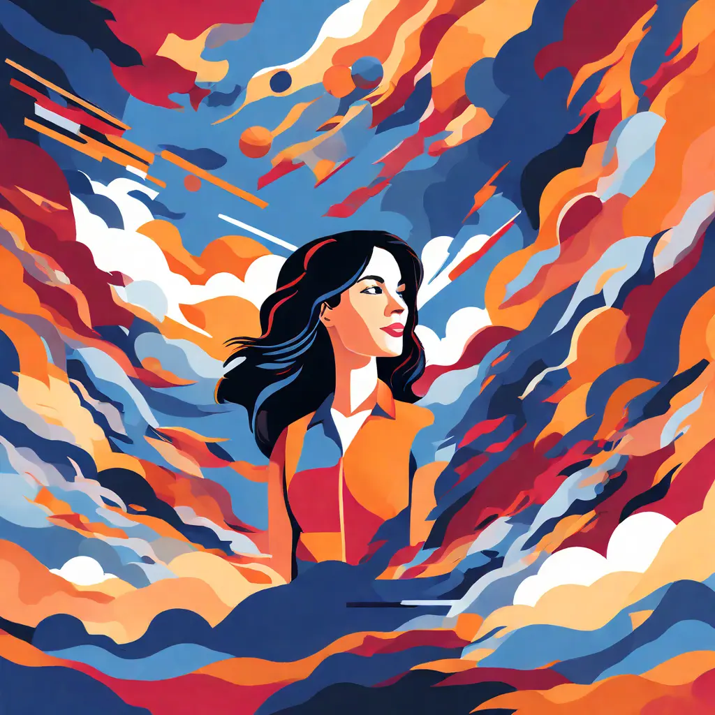 simple abstract illustration of Employee participating in a company-sponsored team-building retreat, warm colours simple abstract illustration of Employee participating in a company-sponsored team-building retreat, warm colours