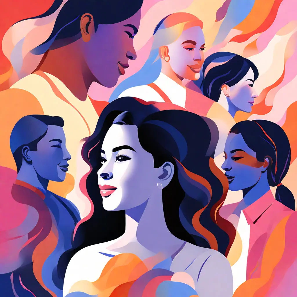 simple abstract illustration of Employee participating in a diversity and inclusion training, warm colours simple abstract illustration of Employee participating in a diversity and inclusion training, warm colours