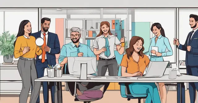 an illustration of a group of people in an office