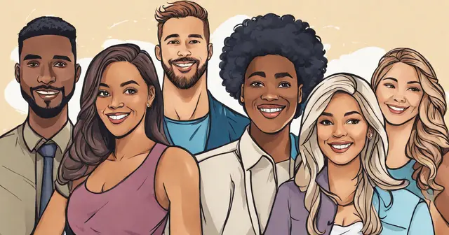 a group of people are posing for a picture and smiling a group of people are posing for a picture and smiling