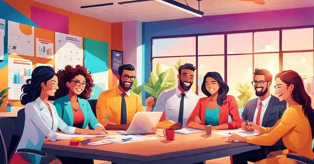 a group of people are sitting around a table with a laptop a group of people are sitting around a table with a laptop