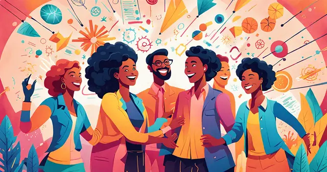 a group of people are standing together and smiling a group of people are standing together and smiling