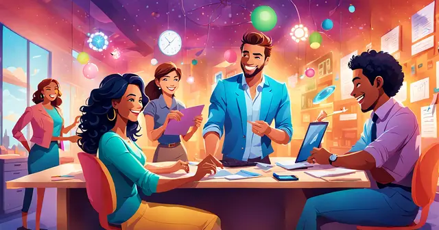 an illustration of a group of people having a meeting an illustration of a group of people having a meeting
