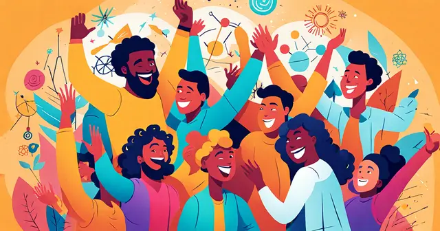 an illustration of a group of people with their arms in the air an illustration of a group of people with their arms in the air