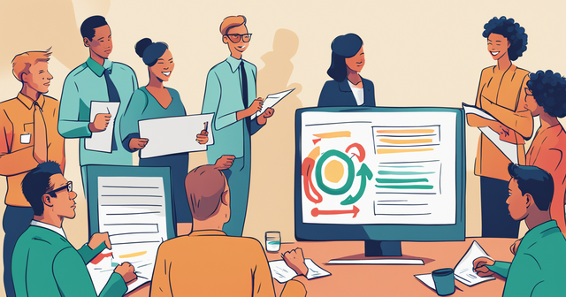 an illustration of a group of people having a meeting an illustration of a group of people having a meeting