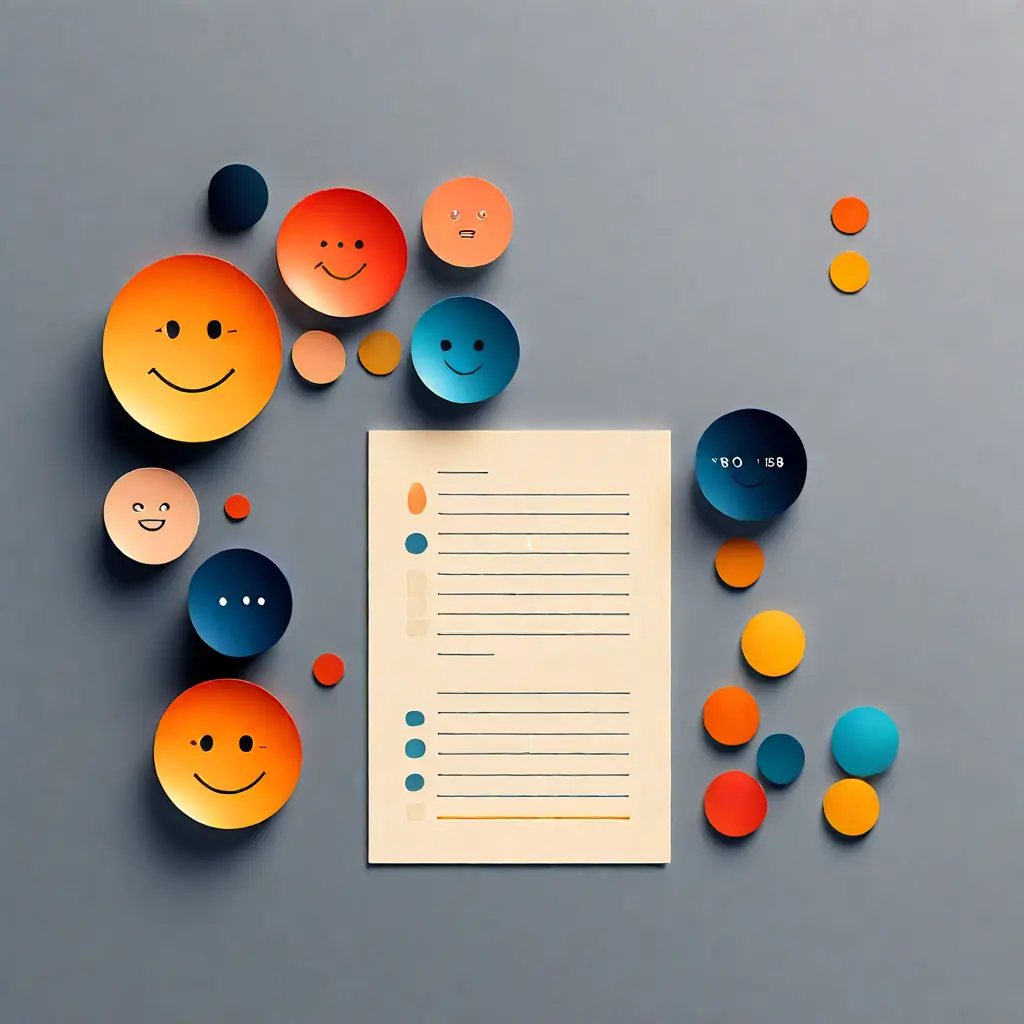 simple abstract illustration of  An employee survey or feedback form, warm colours