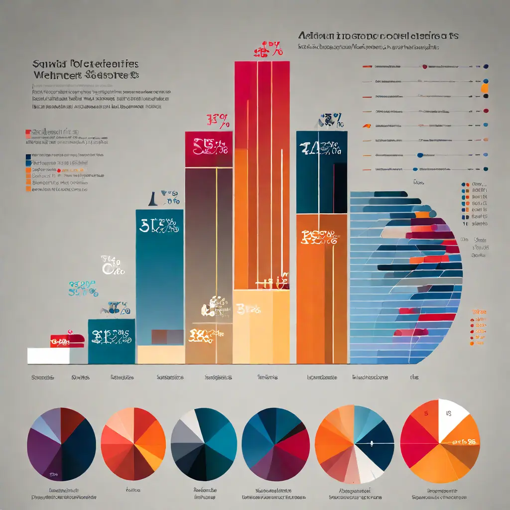 simple abstract illustration of  A chart or graph showing the results of a skills audit, warm colours